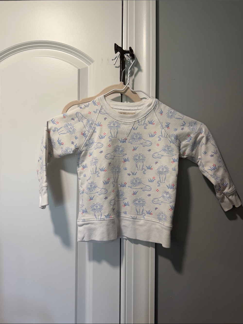 The Beaufort Bonnet Company Cream Sweatshirt with Blue and Pink Palm Print
